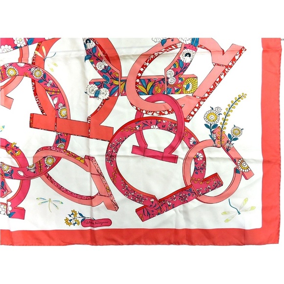 Salvatore Ferragamo Floral Pink and Red Scarf - Picture 6 of 8